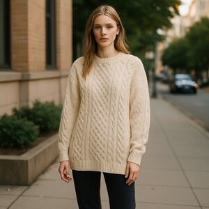 Scotland Cable Knit Wool Fisherman Sweater | M unisex